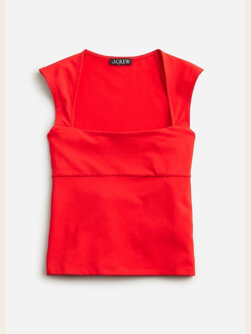 J. Crew Bright Red Square Neck Tank with Cap Shoulders